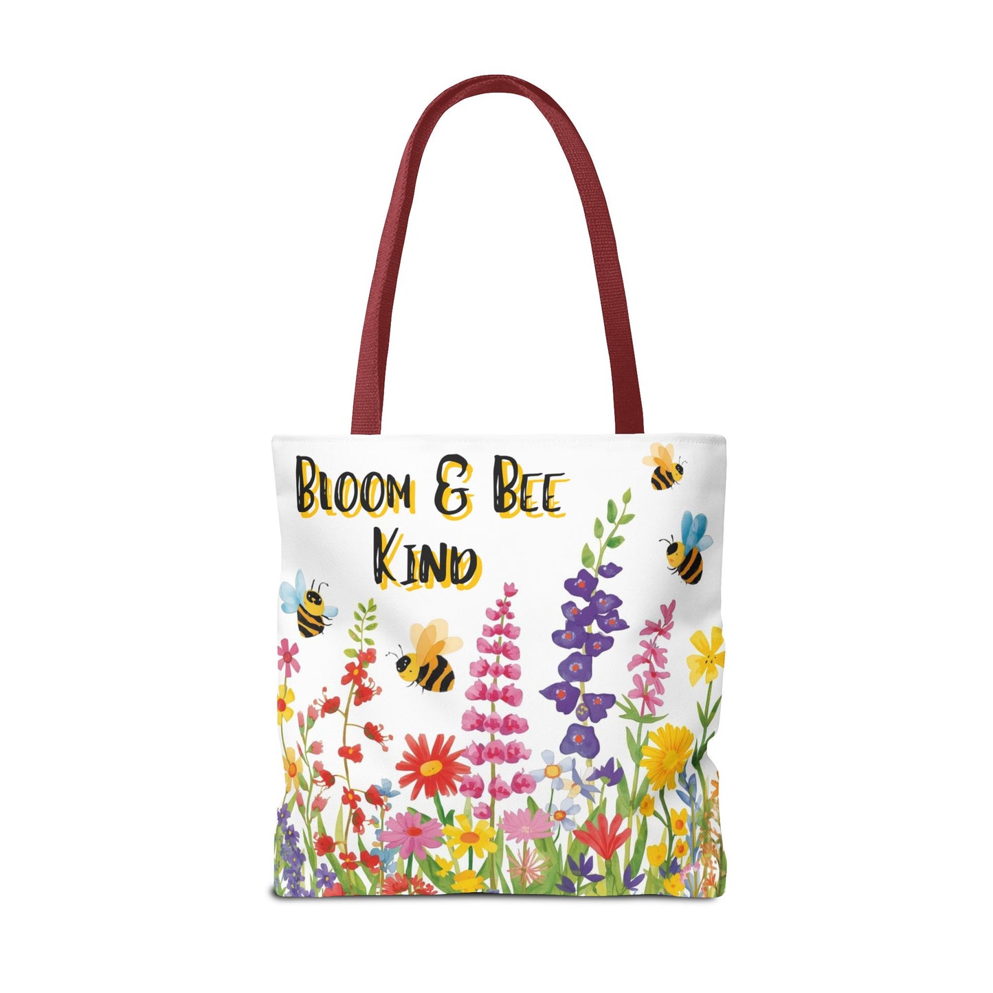 Bloom & Bee Kind Floral Bee Illustration Cotton Canvas Tote Bag