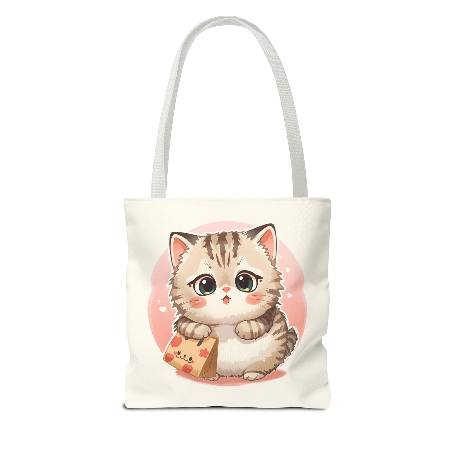 Cute Kitten Shopping Adorable Cat Illustration Cotton Canvas Tote Bag