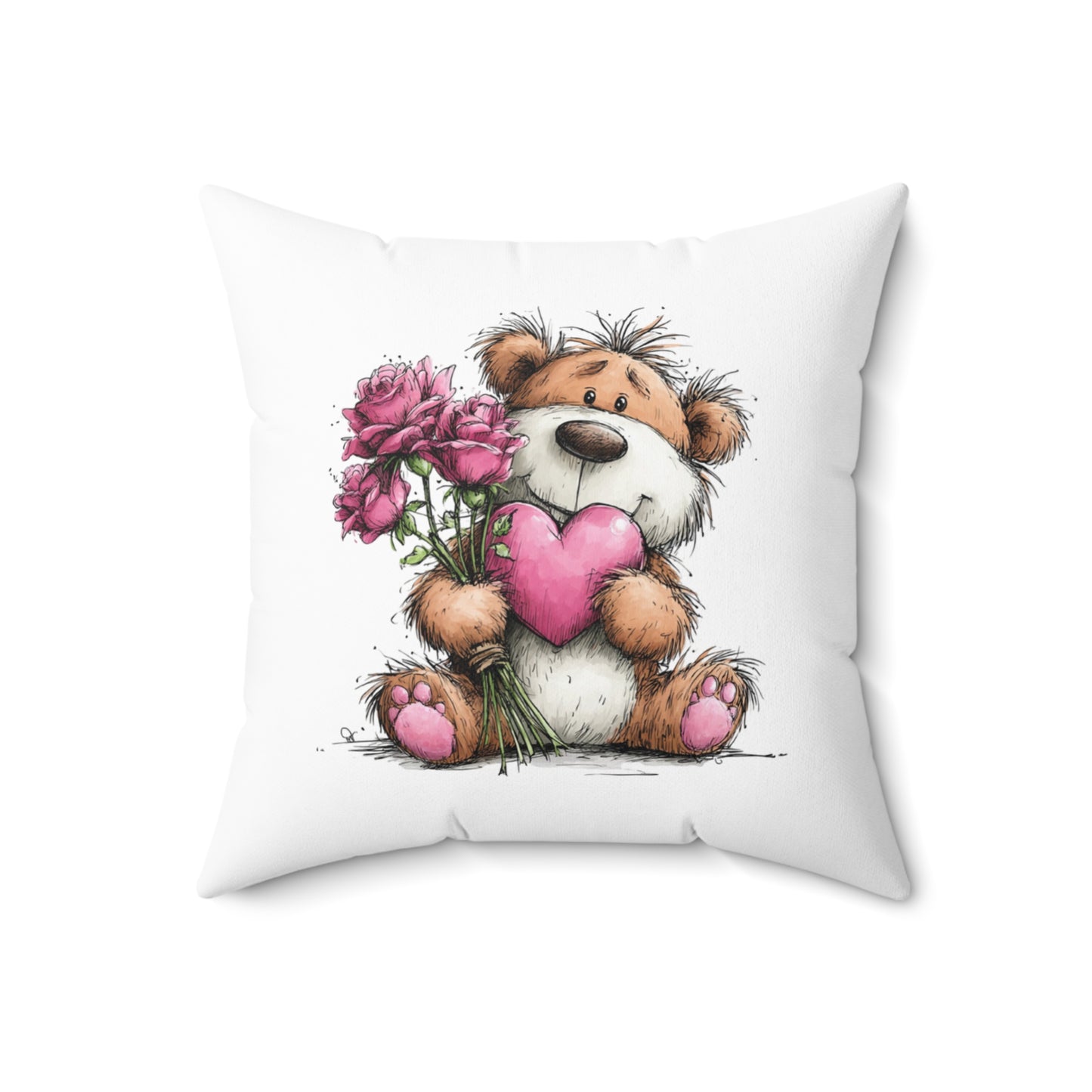 Beary Much In Love Teddy Bear Valentine Pillow