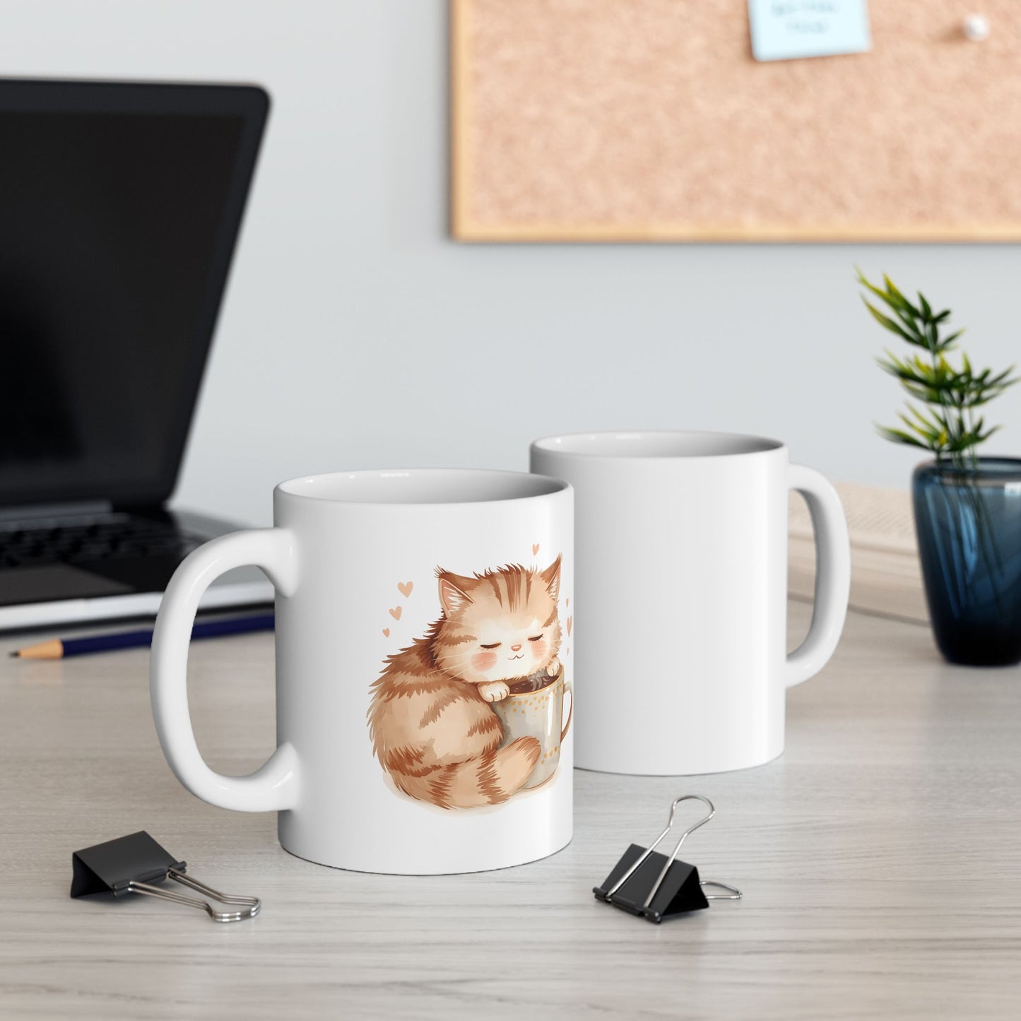 Sleepy Cat Coffee Mug Cute Cozy Cat Cup (11oz, 15oz)