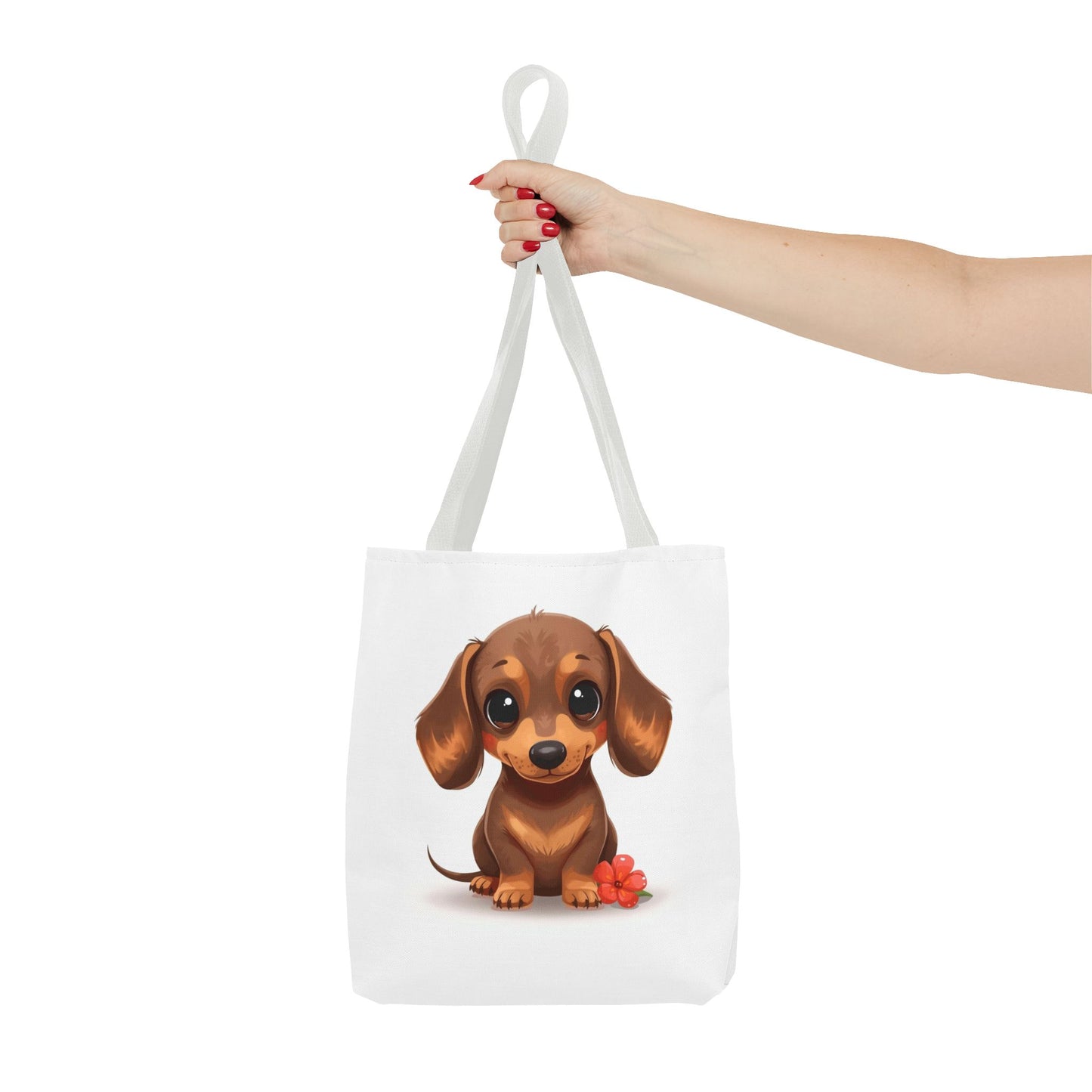 Charming Dachshund Cute Sausage Dog Illustration Cotton Canvas Tote Bag