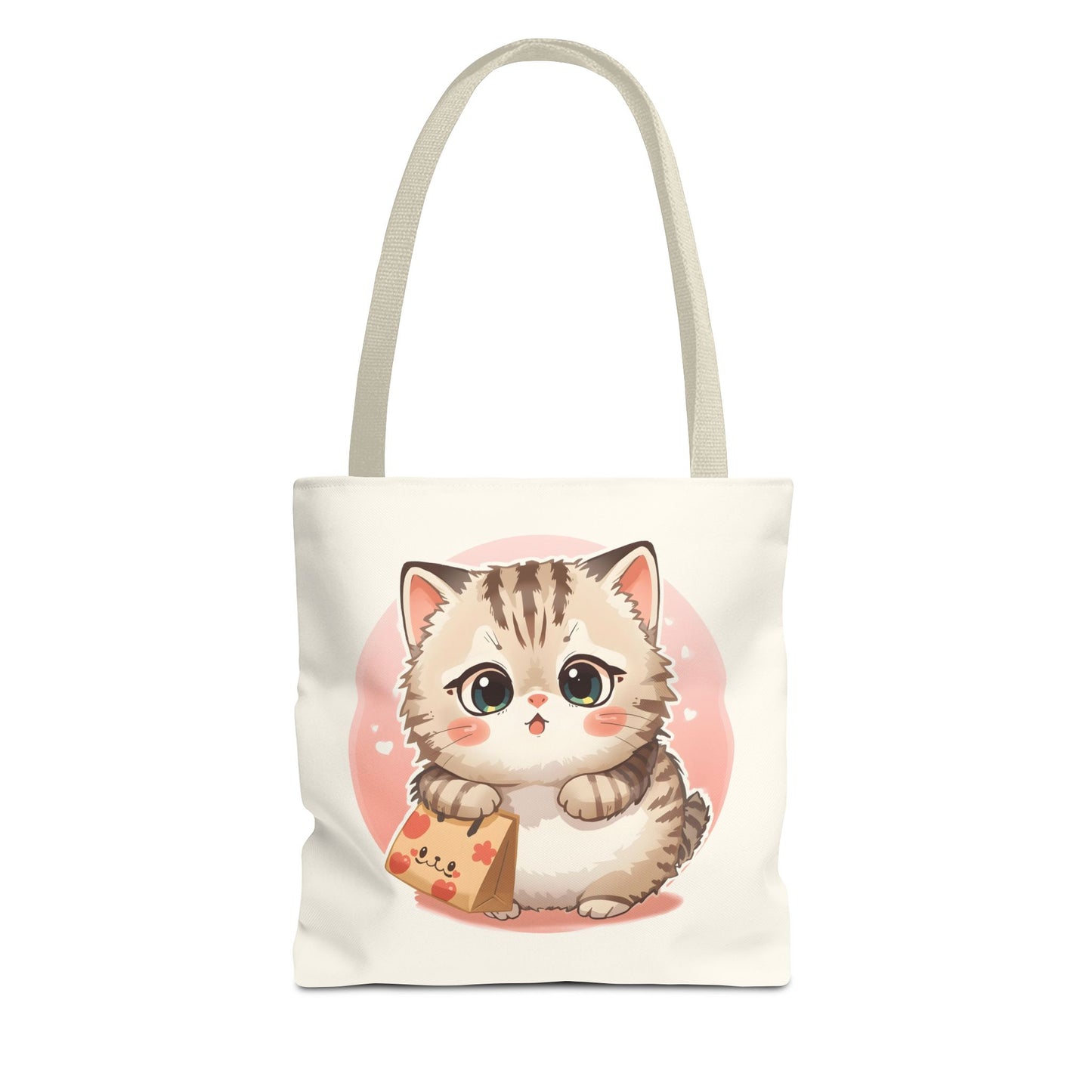 Cute Kitten Shopping Adorable Cat Illustration Cotton Canvas Tote Bag