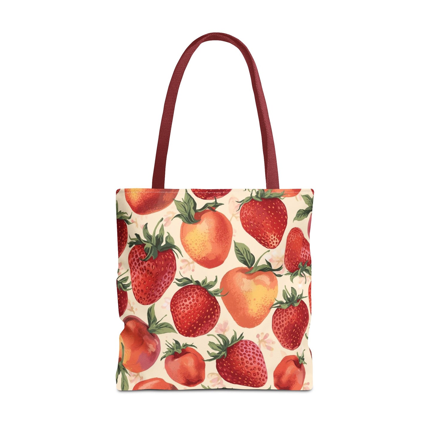 Strawberry Delight Playful Fruit Pattern Cotton Canvas Tote Bag