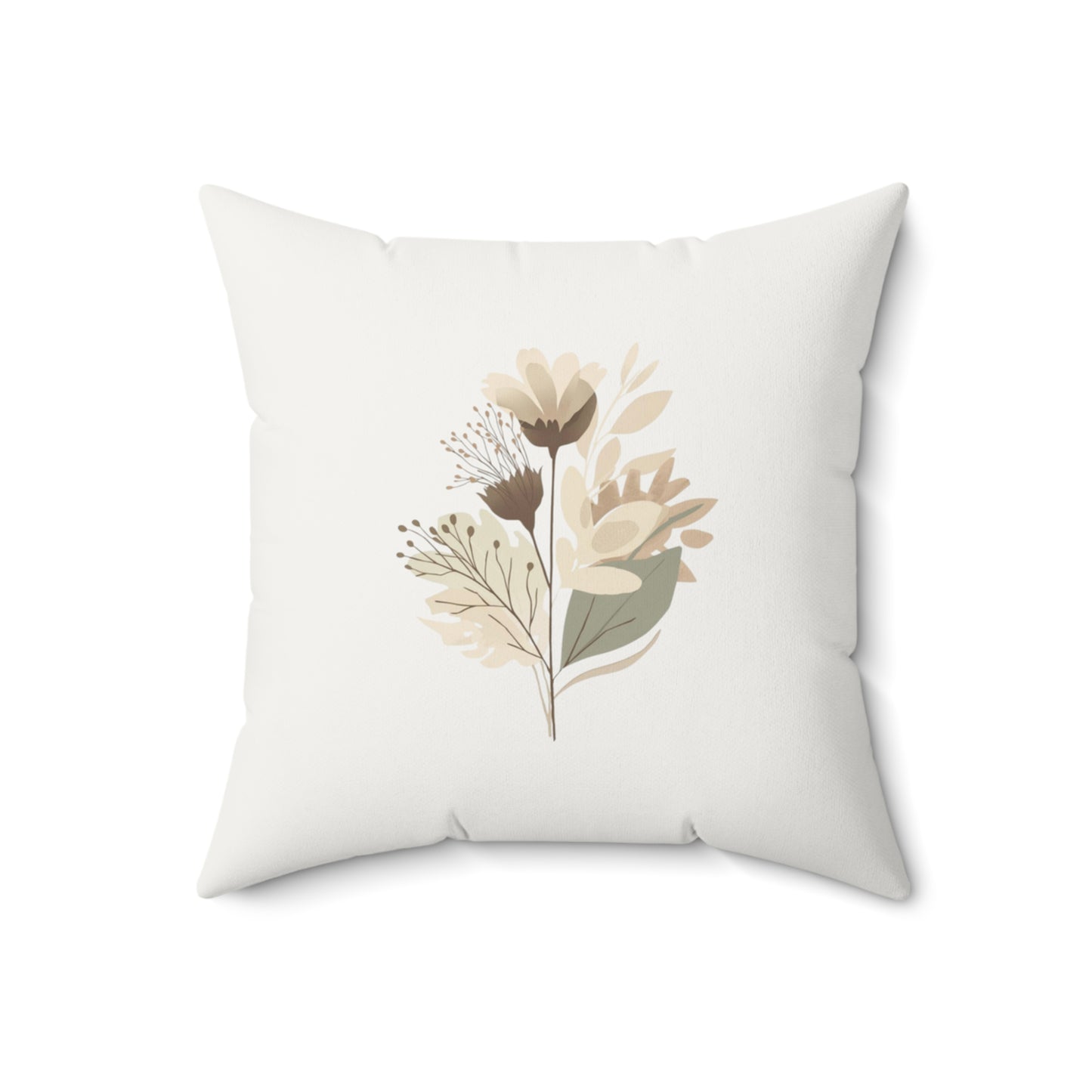 Minimalist Botanical Throw Pillow - Quiet Botanicals No. 1 — Neutral Watercolor Wildflowers Square Throw Pillow
