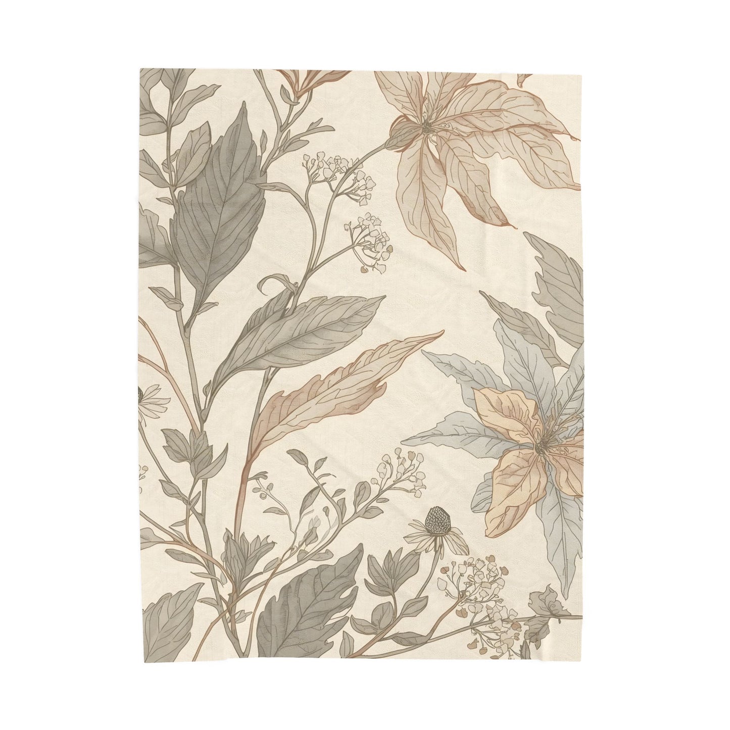 Botanical Calm Velveteen Throw Blanket
