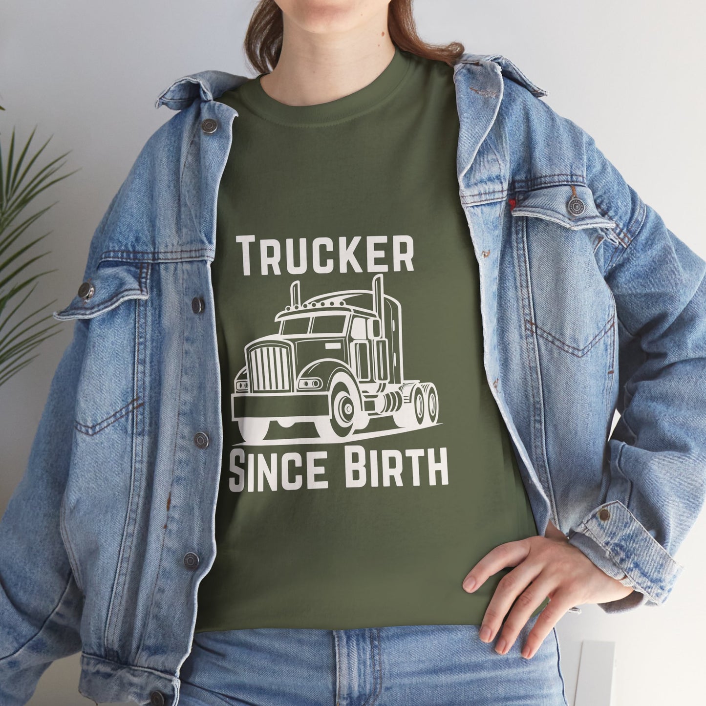 Trucker Since Birth T-Shirt Minimal Truck Driver Graphic Tee for Men