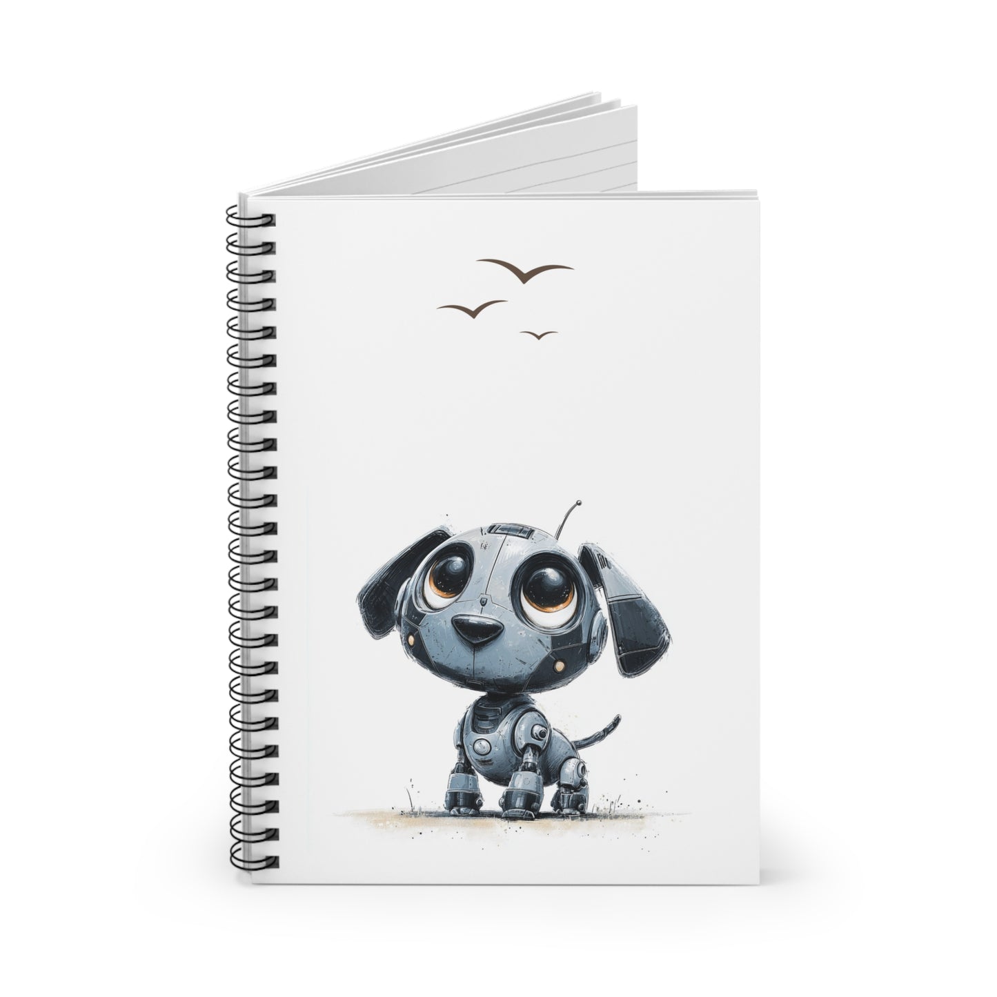 Curious Robo Pup Spiral Notebook Ruled Lined Journal for Notes & Planning