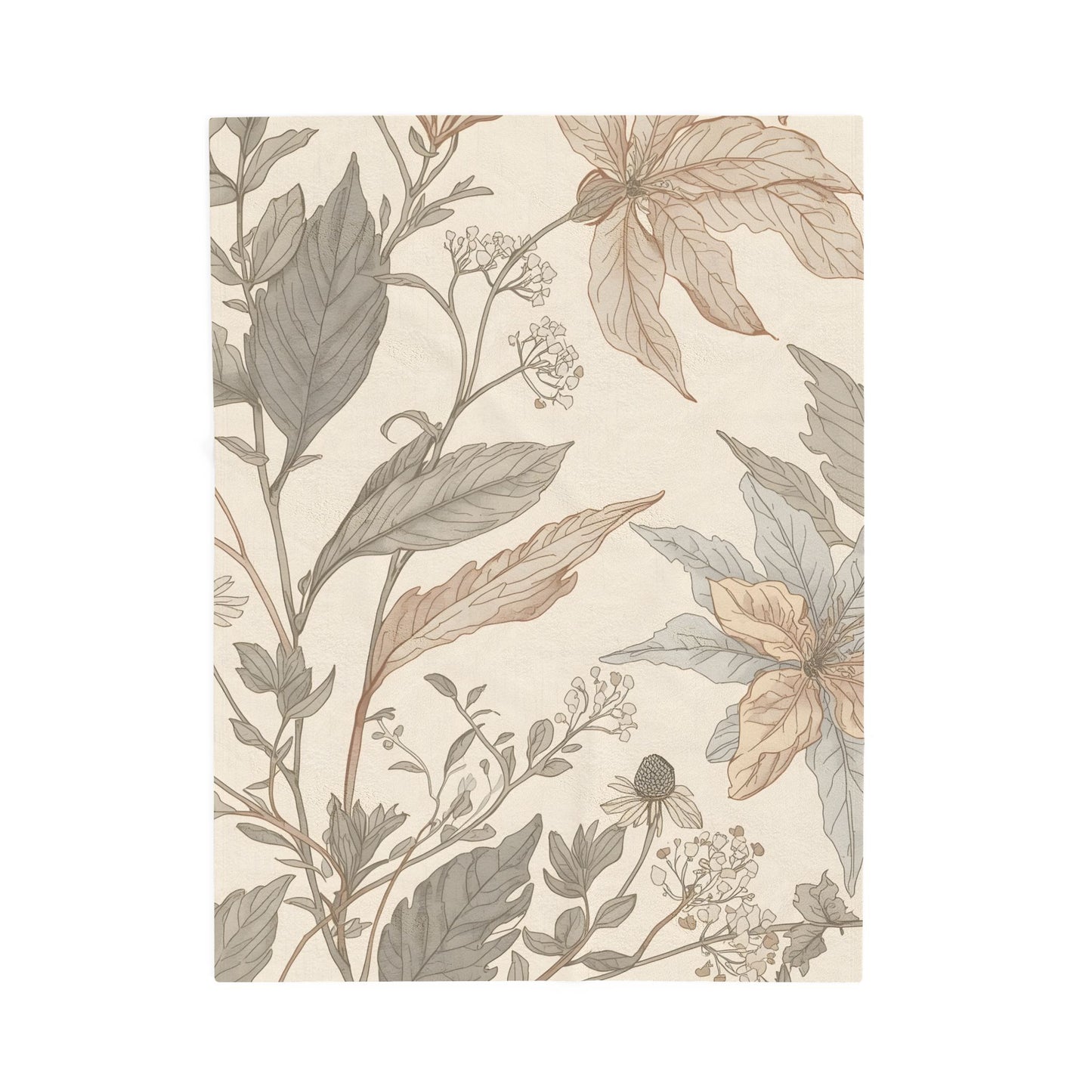 Botanical Calm Velveteen Throw Blanket